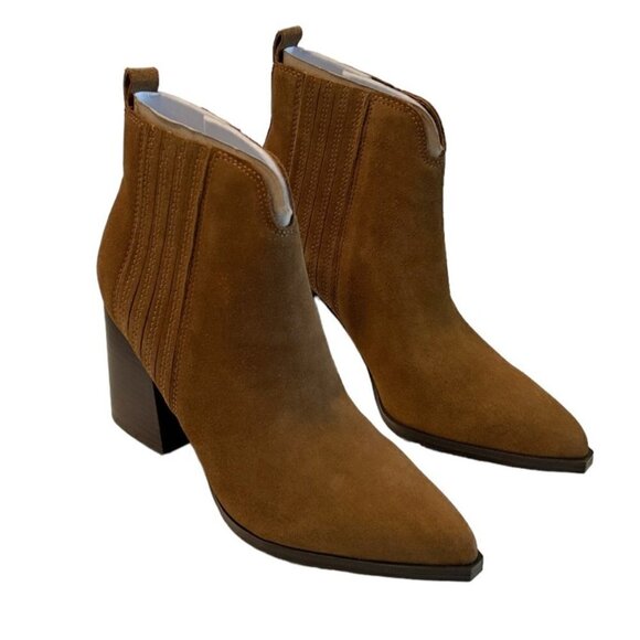 Marc Fisher Maree Brown Leather Pull On Pointed Toe Booties Size 6.5 NWOB - Picture 6 of 6